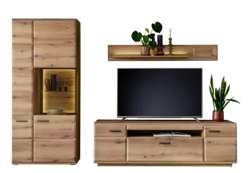 Wohnkombination Naxos 1 | Eiche Evoke | 3-teilig | mit 110 cm Beleuchtung