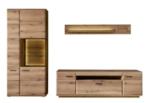 Wohnkombination Naxos 1 | Eiche Evoke | 3-teilig | mit 110 cm Beleuchtung