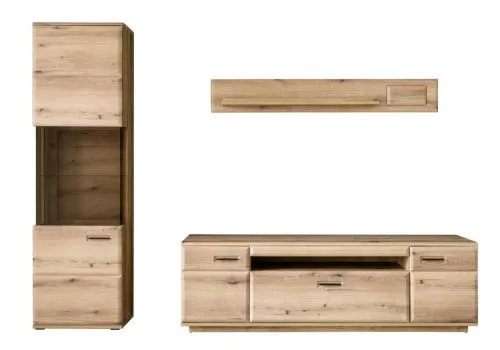 Wohnkombination Naxos | Eiche Evoke | 3-teilig | mit 110 cm Beleuchtung