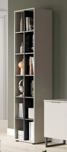 Wohnkombination Noida 4, 2-teilig, Regalwürfel mit 6 Fächern und TV-Lowboard mit offenen Fächern, Schubkästen, Metallfüße – Ansicht 5
