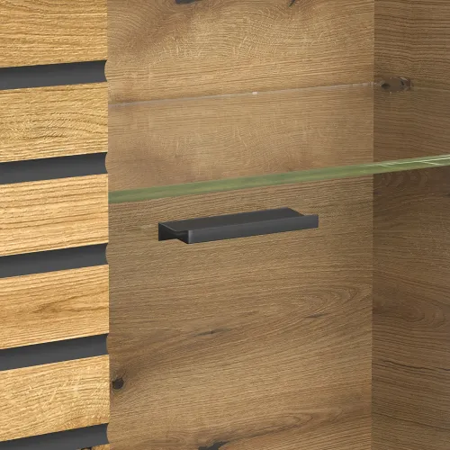 Wohnkombination Norris | grau / Coast Evoke Oak | 3-teilig | 1er Set LED Unterbauspot