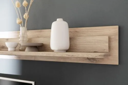 Wohnkombination Palermo1 | Soft white / Viking Oak | 3-teilig | mit 135 cm Beleuchtung