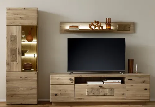 Wohnkombination Palma 2 | Asteiche / Balkeneiche | 3-teilig | optional LED Beleuchtung