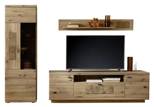 Wohnkombination Palma 2 | Asteiche / Balkeneiche | 3-teilig | optional LED Beleuchtung