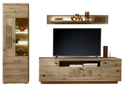 Wohnkombination Palma 2 | Asteiche / Balkeneiche | 3-teilig | optional LED Beleuchtung