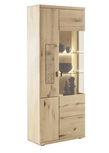 Wohnkombination Palma 2 | Asteiche / Balkeneiche | 3-teilig | Beleuchtung Kombi-Vitrine