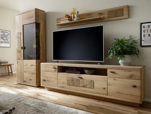 Wohnkombination Palma 2 | Asteiche / Balkeneiche | 3-teilig | Beleuchtung Wandboard