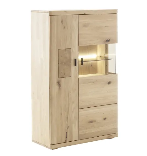 Wohnkombination Palma 3 | Asteiche / Balkeneiche | 3-teilig | Beleuchtung Highboard