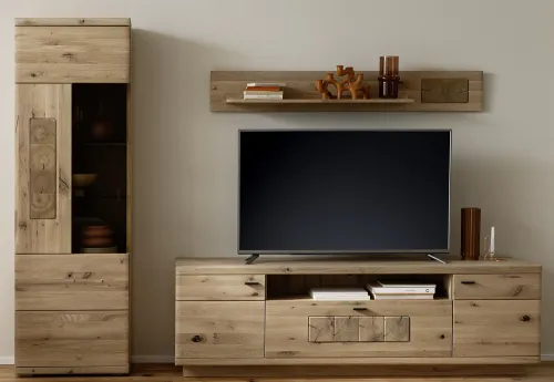 Wohnkombination Palma | Asteiche / Balkeneiche | 3-teilig | optional LED Beleuchtung