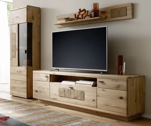 Wohnkombination Palma | Asteiche / Balkeneiche | 3-teilig | optional LED Beleuchtung