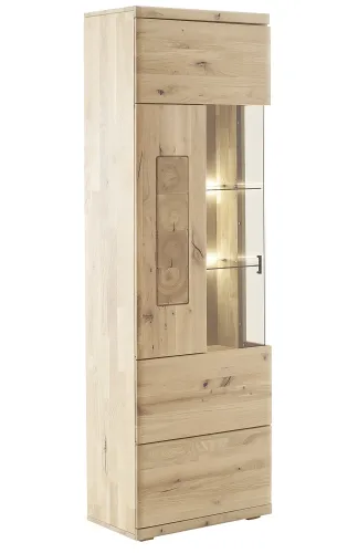 Wohnkombination Palma | Asteiche / Balkeneiche | 3-teilig | Beleuchtung Vitrine