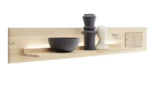 Wohnkombination Palma | Asteiche / Balkeneiche | 3-teilig | Beleuchtung Wandboard