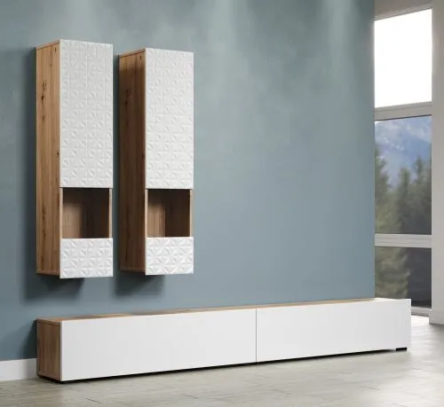 Wohnkombination Rezzo | Artisan Eiche / weiß | 4-teilig