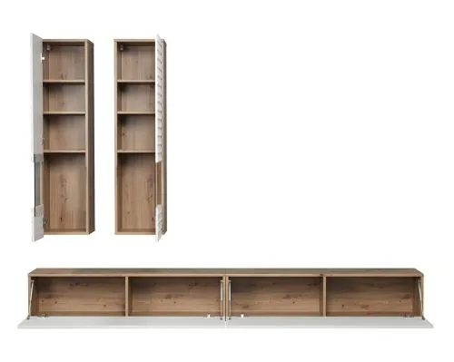 Wohnkombination Rezzo | Artisan Eiche / weiß | 4-teilig mit Beleuchtung