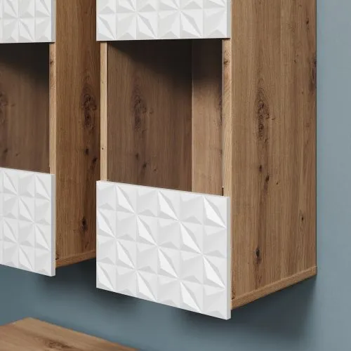 Wohnkombination Rezzo | Artisan Eiche / weiß | 4-teilig mit Beleuchtung