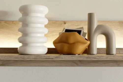 Wohnkombination Santerno | Soft white / Viking Oak | 3-teilig | LED Beleuchtung