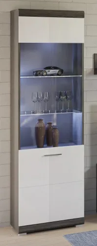 Wohnkombination Scout 2 | weiß Hochglanz / rauchsilber | 4-teilig