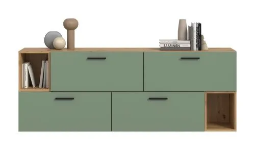 Wohnkombination The One 1| 6-teilig | Artisan Eiche / Smoke Green ohne