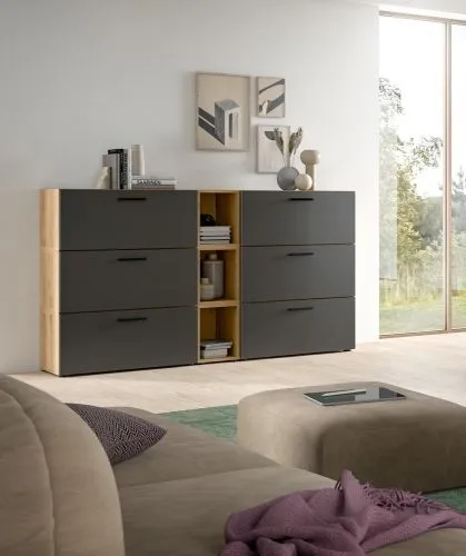 Wohnkombination The One 1 | 9-teilig | Artisan Oak / Basalt grau ohne