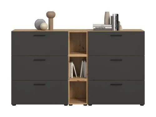 Wohnkombination The One 1 | 9-teilig | Artisan Oak / Basalt grau ohne