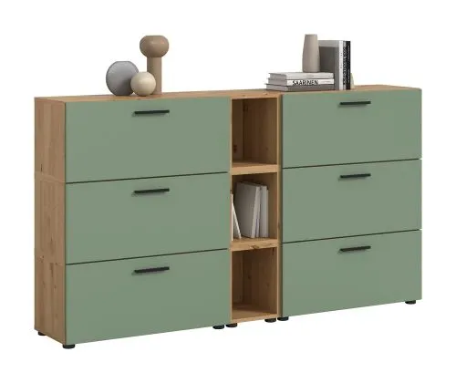 Wohnkombination The One 1 | 9-teilig | Artisan Oak / Smoke Green