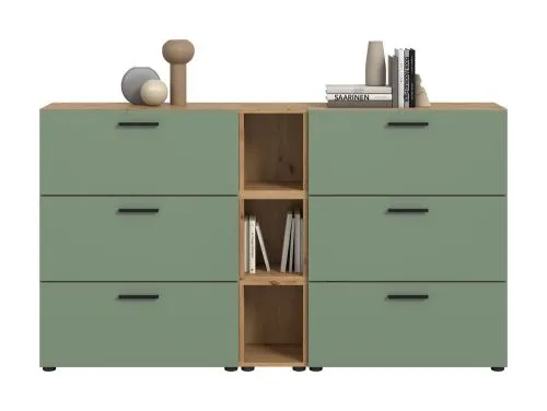 Wohnkombination The One 1 | 9-teilig | Artisan Oak / Smoke Green ohne