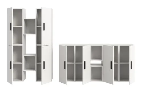 Wohnkombination The One | 12-teilig | weiß mit LED Bad warm-weiß 2x 110cm