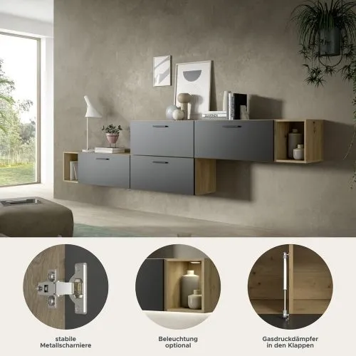 Wohnkombination The One 2 |6-teilig | Artisan Eiche / Basalt grau ohne