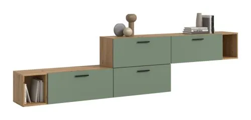 Wohnkombination The One 2 | 6-teilig | Artisan Eiche / Smoke Green