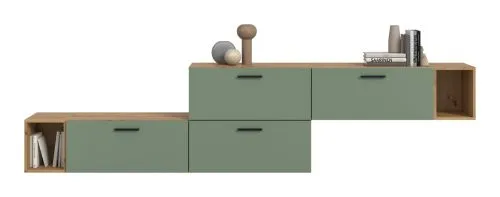 Wohnkombination The One 2| 6-teilig | Artisan Eiche / Smoke Green ohne