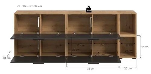 Wohnkombination The One 3 | 6-teilig | Artisan Oak / Basalt grau ohne