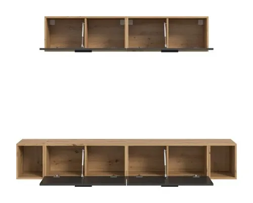 Wohnkombination The One 4 | 6-teilig | Artisan Oak / Basalt grau mit 2er Set Unterbauspot