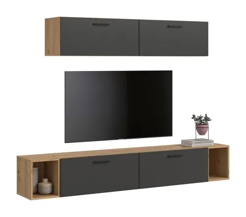 Wohnkombination The One 4 | 6-teilig | Artisan Oak / Basalt grau ohne