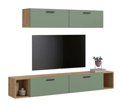 Wohnkombination The One 4 | 6-teilig | Artisan Oak / Smoke Green Komplettset