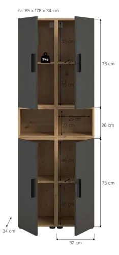 Wohnkombination The One 4b | 6-teilig | Artisan Oak / Basalt grau