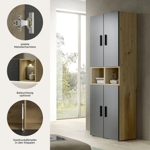 Wohnkombination The One 4b | 6-teilig | Artisan Oak / Basalt grau