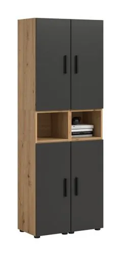 Wohnkombination The One 4b | 6-teilig | Artisan Oak / Basalt grau mit 2er Set Unterbauspot