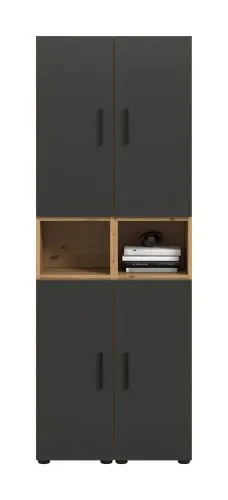 Wohnkombination The One 4b | 6-teilig | Artisan Oak / Basalt grau mit 2er Set Unterbauspot