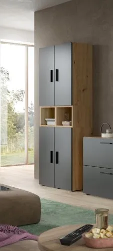 Wohnkombination The One 4b | 6-teilig | Artisan Oak / Basalt grau ohne