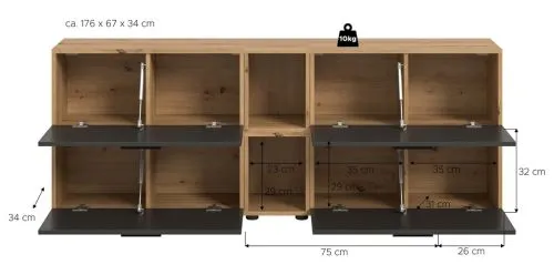 Wohnkombination The One 5 | 6-teilig | Artisan Oak / Basalt grau