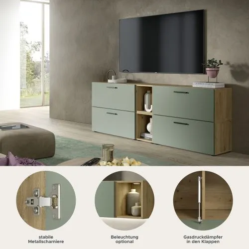 Wohnkombination The One 5 | 6-teilig | Artisan Oak / Smoke Green ohne