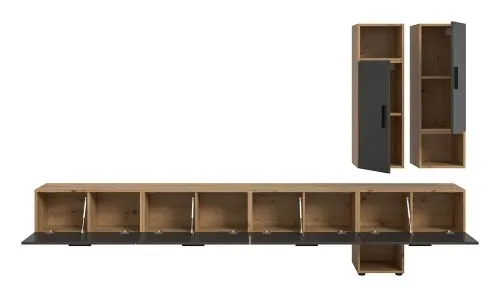 Wohnkombination The One | 9-teilig | Artisan Oak / Basalt grau ohne