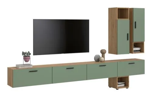 Wohnkombination The One | 9-teilig | Artisan Oak / Smoke Green