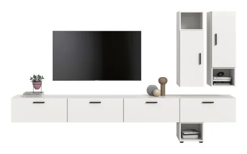 Wohnkombination The One | 9-teilig | weiß mit LED Bad warm-weiß 2x 110cm