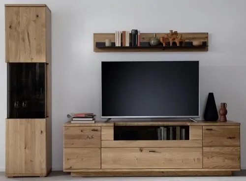 Wohnkombination Venedig 2 | Naturfarben / Wildeiche | 3-teilig | optional LED Beleuchtung