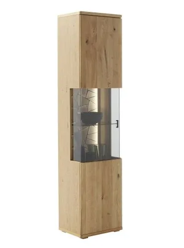 Wohnkombination Venedig 2 | Naturfarben / Wildeiche | 3-teilig | Vitrine mit Bandbeleuchtung