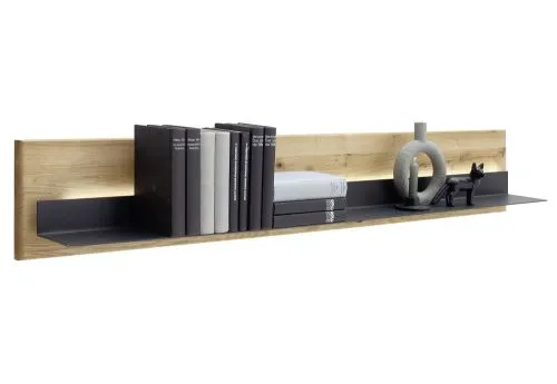 Wohnkombination Venedig 2 | Naturfarben / Wildeiche | 3-teilig | Wandboard mit Bandbeleuchtung