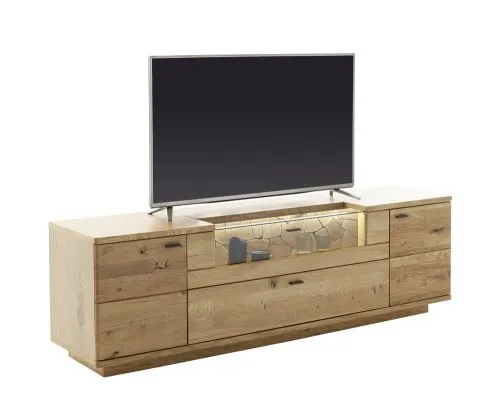 Wohnkombination Venedig 2 | Naturfarben / Wildeiche | 3-teilig | Wandboard & TV-Board mit Bandbeleuchtung
