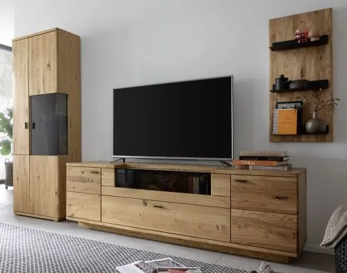 Wohnkombination Venedig | Naturfarben / Wildeiche | 3-teilig | optional LED Beleuchtung