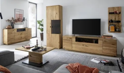 Wohnkombination Venedig | Naturfarben / Wildeiche | 3-teilig | optional LED Beleuchtung